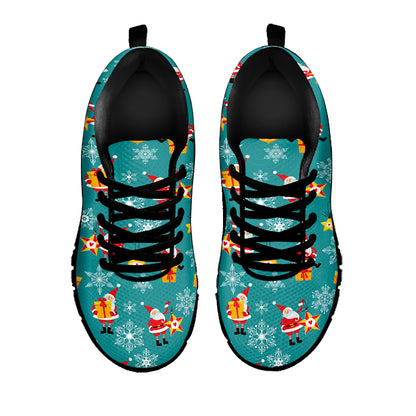 Christmas Santa Gift Pattern Print Black Sneakers