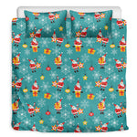 Christmas Santa Gift Pattern Print Duvet Cover Bedding Set