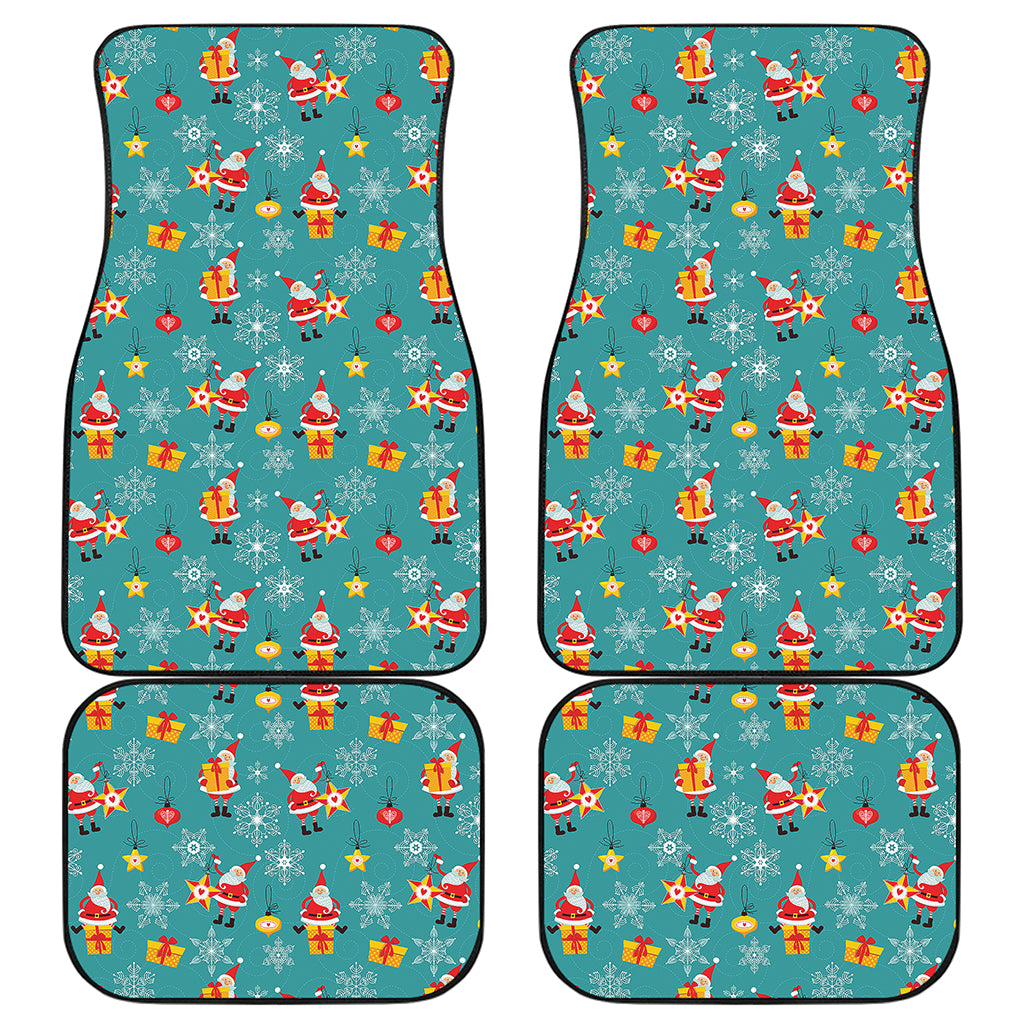 Christmas Santa Gift Pattern Print Front and Back Car Floor Mats