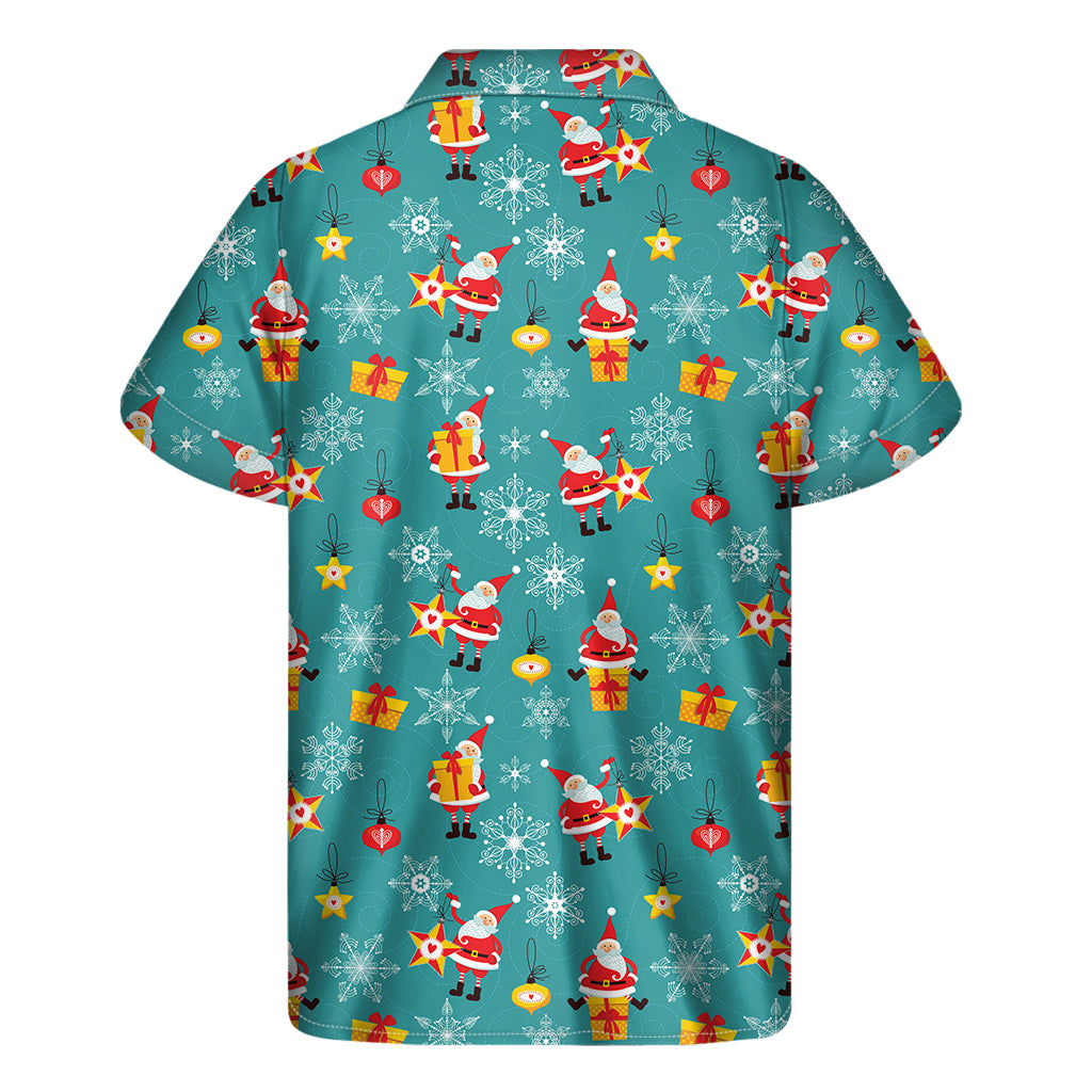 Christmas Santa Gift Pattern Print Men's Short Sleeve Shirt
