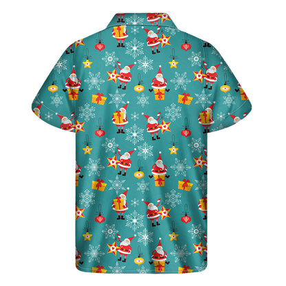 Christmas Santa Gift Pattern Print Men's Short Sleeve Shirt