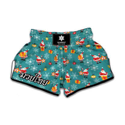 Christmas Santa Gift Pattern Print Muay Thai Boxing Shorts
