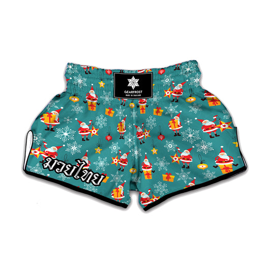 Christmas Santa Gift Pattern Print Muay Thai Boxing Shorts