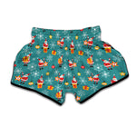 Christmas Santa Gift Pattern Print Muay Thai Boxing Shorts