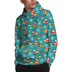 Christmas Santa Gift Pattern Print Pullover Hoodie