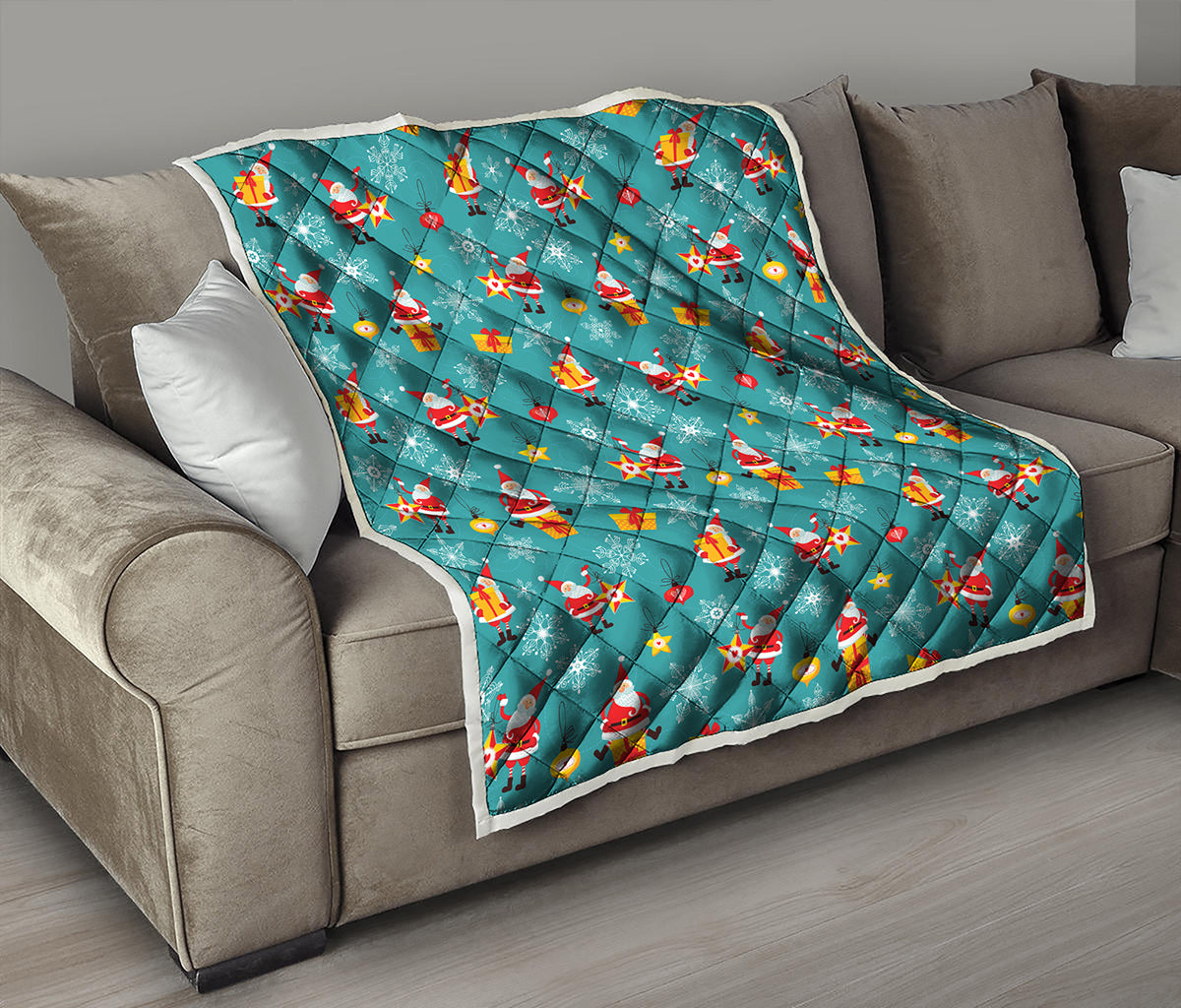 Christmas Santa Gift Pattern Print Quilt
