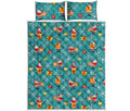 Christmas Santa Gift Pattern Print Quilt Bed Set
