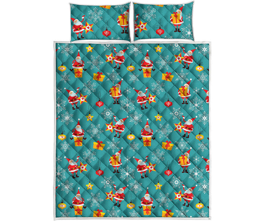 Christmas Santa Gift Pattern Print Quilt Bed Set