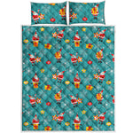 Christmas Santa Gift Pattern Print Quilt Bed Set