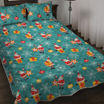 Christmas Santa Gift Pattern Print Quilt Bed Set