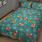 Christmas Santa Gift Pattern Print Quilt Bed Set