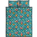 Christmas Santa Gift Pattern Print Quilt Bed Set