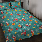 Christmas Santa Gift Pattern Print Quilt Bed Set