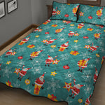 Christmas Santa Gift Pattern Print Quilt Bed Set