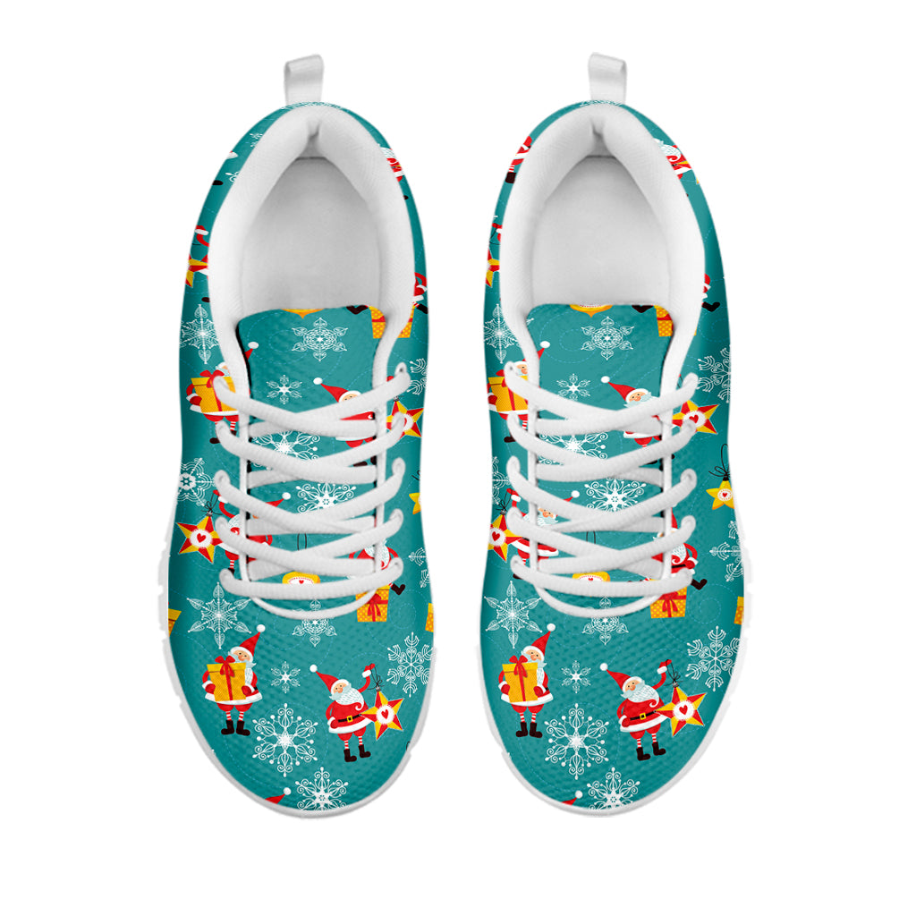 Christmas Santa Gift Pattern Print White Sneakers