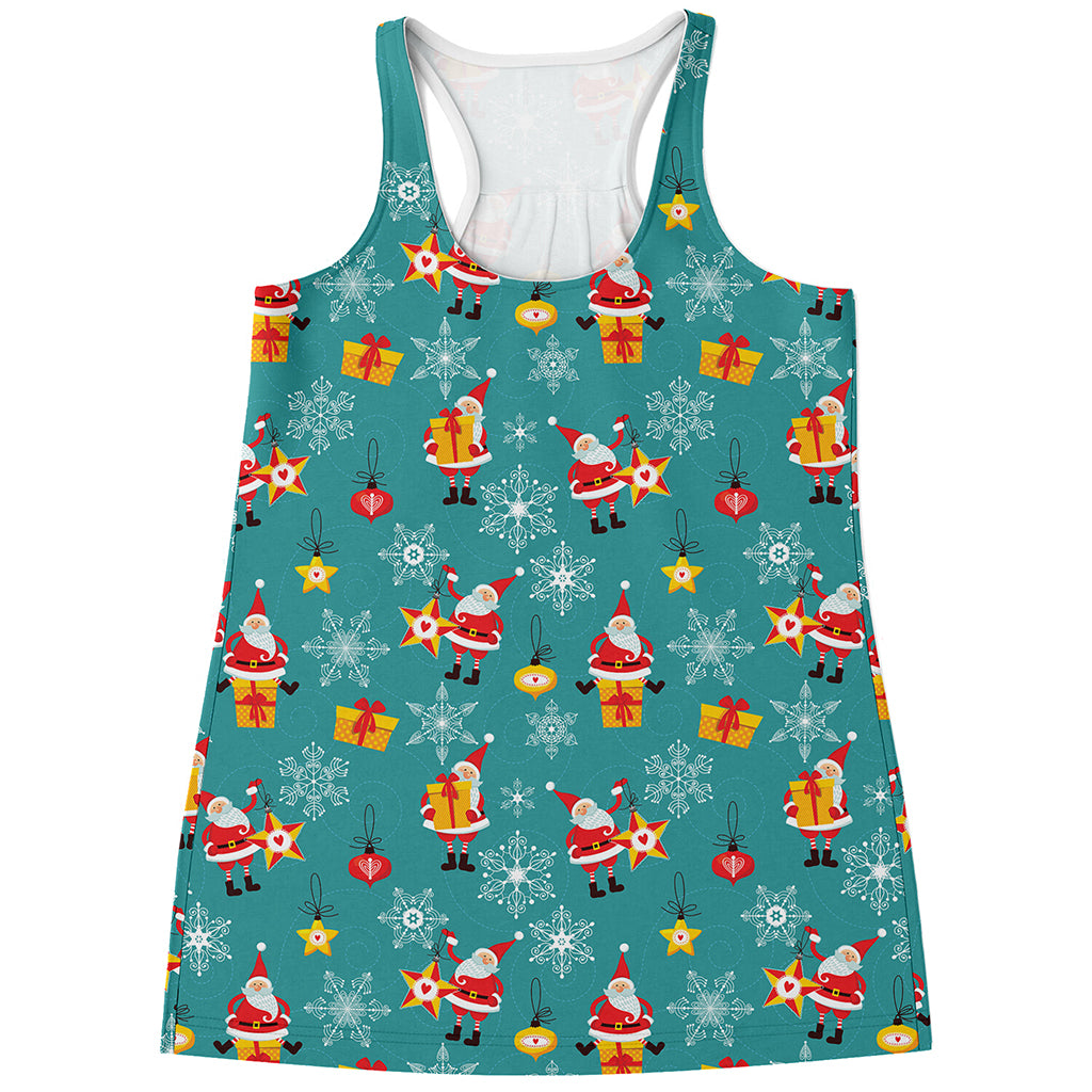 Christmas Santa Gift Pattern Print Women's Racerback Tank Top