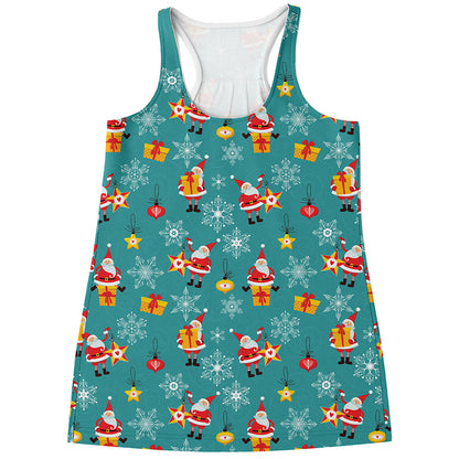 Christmas Santa Gift Pattern Print Women's Racerback Tank Top