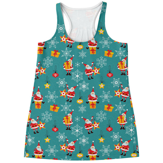 Christmas Santa Gift Pattern Print Women's Racerback Tank Top