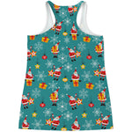 Christmas Santa Gift Pattern Print Women's Racerback Tank Top