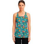 Christmas Santa Gift Pattern Print Women's Racerback Tank Top