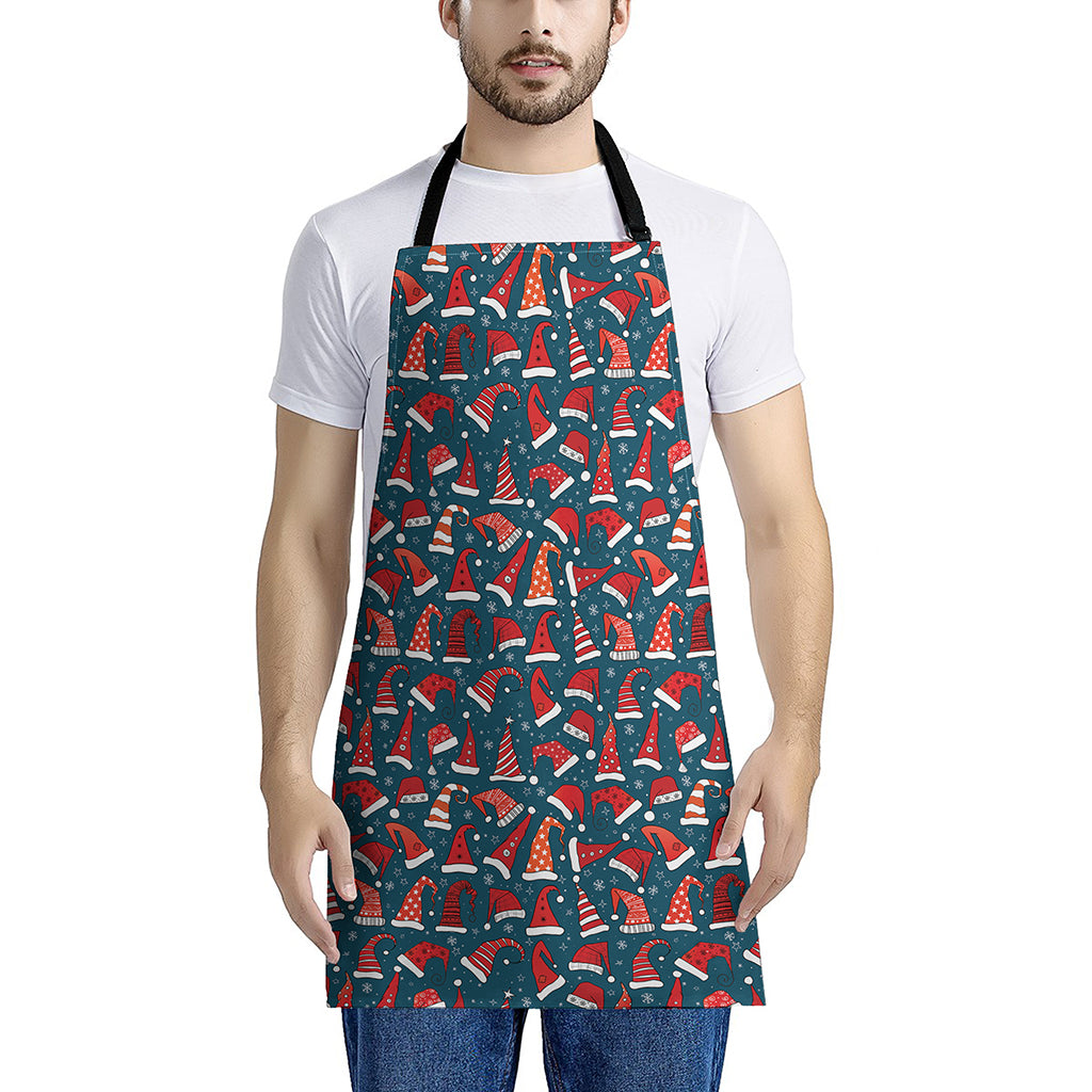 Christmas Santa Hats Pattern Print Apron