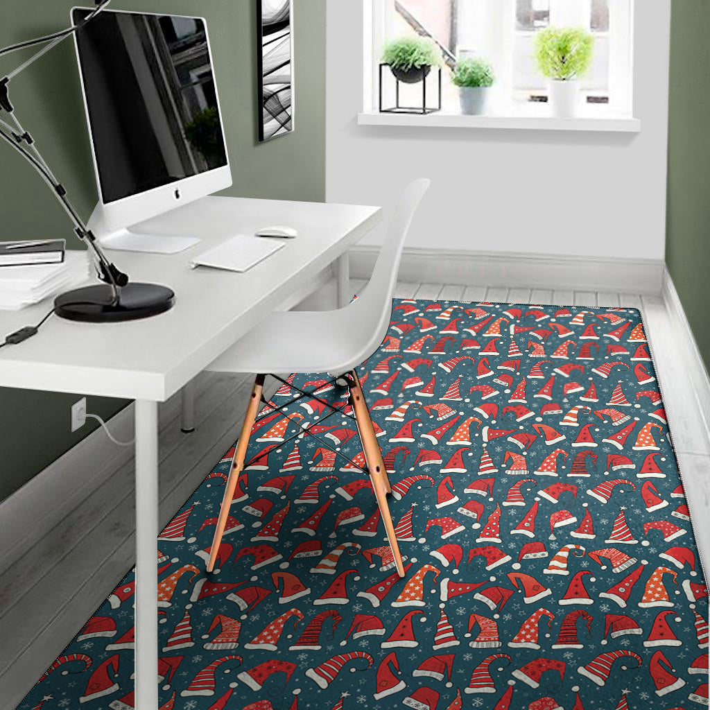 Christmas Santa Hats Pattern Print Area Rug