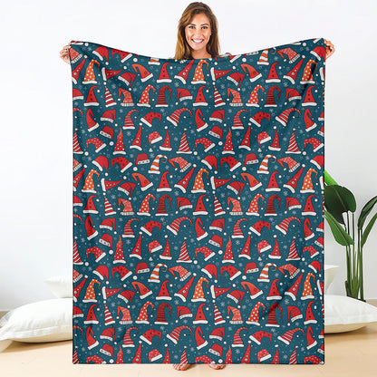 Christmas Santa Hats Pattern Print Blanket