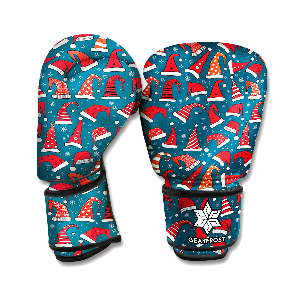 Christmas Santa Hats Pattern Print Boxing Gloves