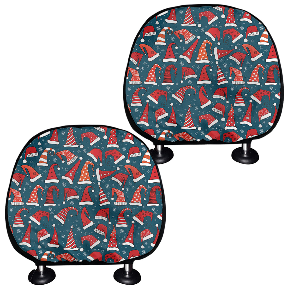 Christmas Santa Hats Pattern Print Car Headrest Covers