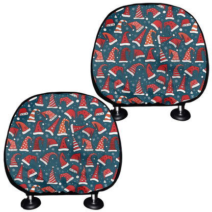 Christmas Santa Hats Pattern Print Car Headrest Covers