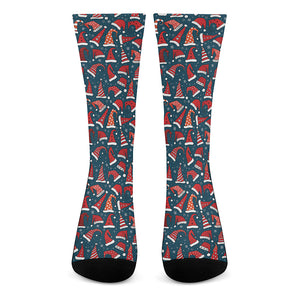 Christmas Santa Hats Pattern Print Crew Socks