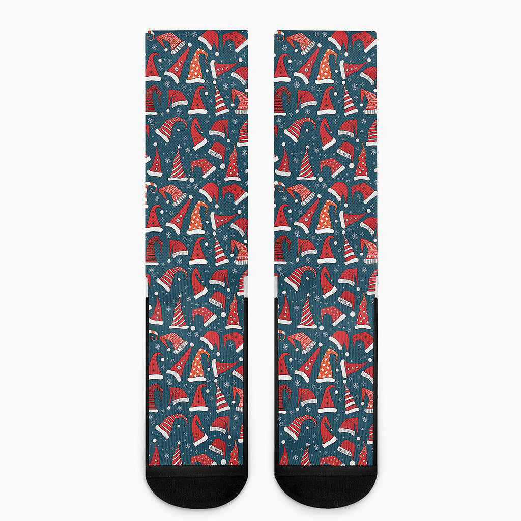 Christmas Santa Hats Pattern Print Crew Socks