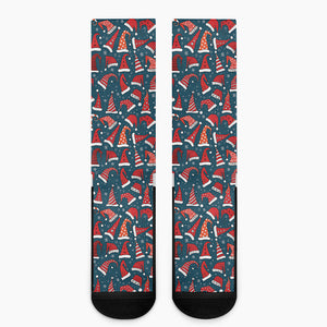 Christmas Santa Hats Pattern Print Crew Socks