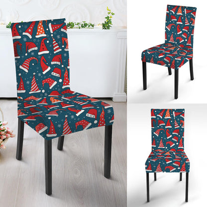 Christmas Santa Hats Pattern Print Dining Chair Slipcover