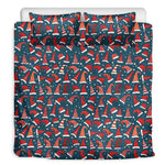Christmas Santa Hats Pattern Print Duvet Cover Bedding Set