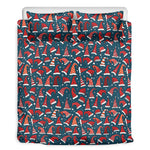 Christmas Santa Hats Pattern Print Duvet Cover Bedding Set