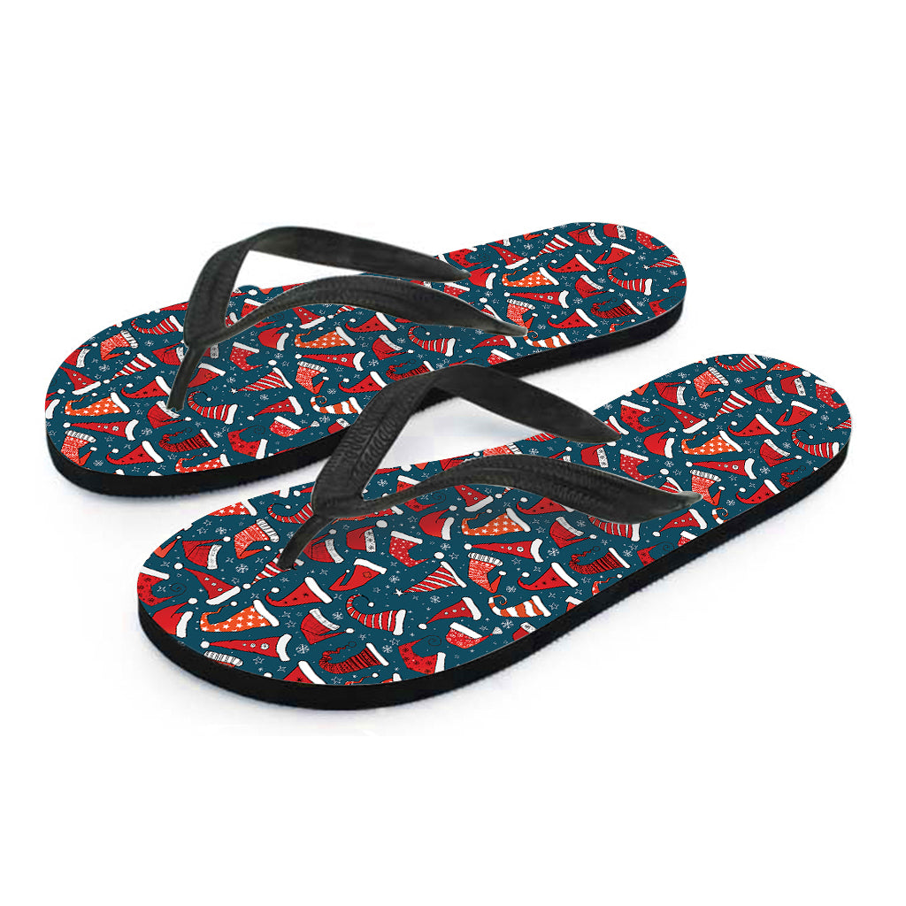Christmas Santa Hats Pattern Print Flip Flops