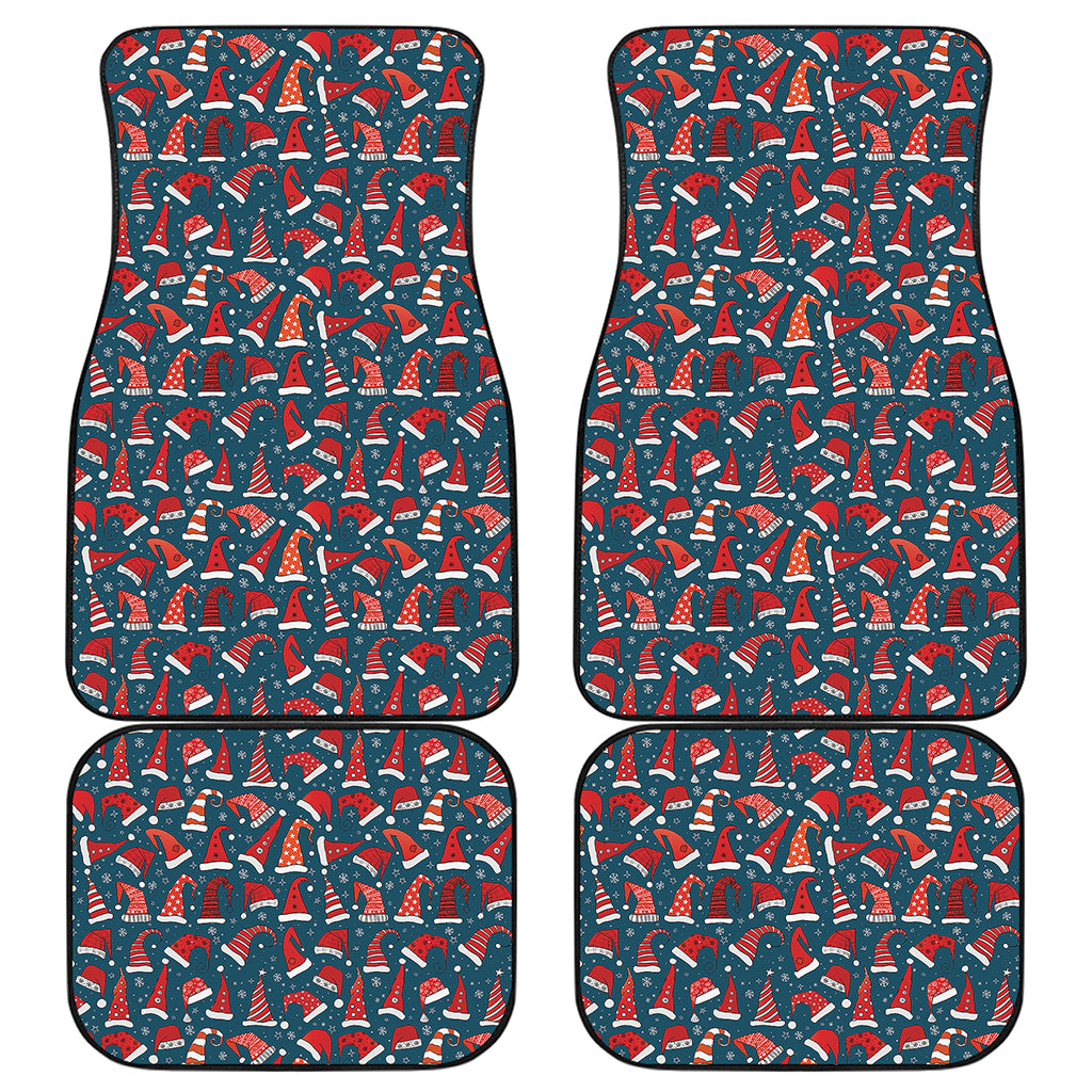 Christmas Santa Hats Pattern Print Front and Back Car Floor Mats