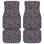 Christmas Santa Hats Pattern Print Front and Back Car Floor Mats