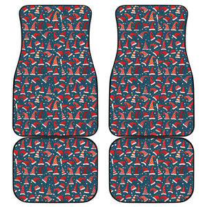 Christmas Santa Hats Pattern Print Front and Back Car Floor Mats