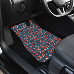 Christmas Santa Hats Pattern Print Front and Back Car Floor Mats