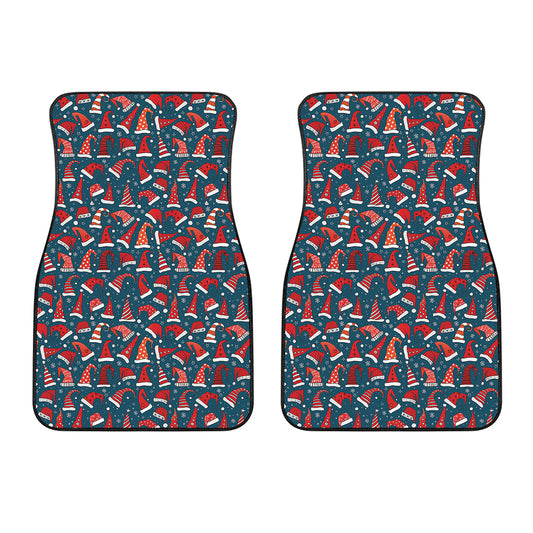 Christmas Santa Hats Pattern Print Front Car Floor Mats