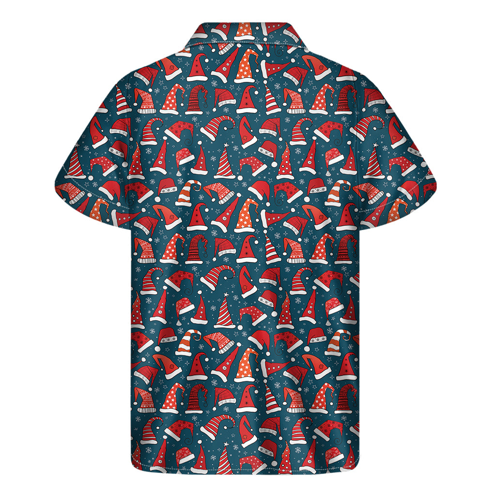 Christmas Santa Hats Pattern Print Men's Short Sleeve Shirt