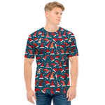 Christmas Santa Hats Pattern Print Men's T-Shirt