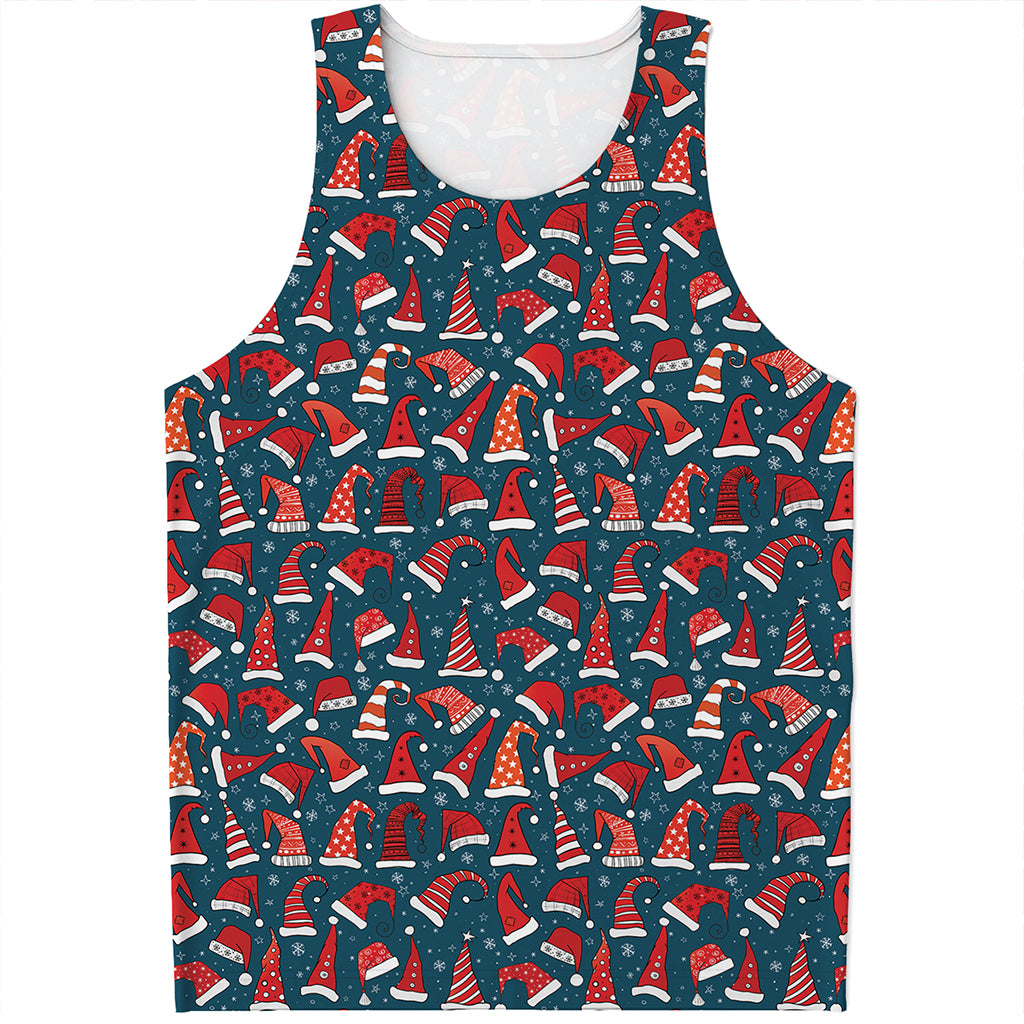 Christmas Santa Hats Pattern Print Men's Tank Top