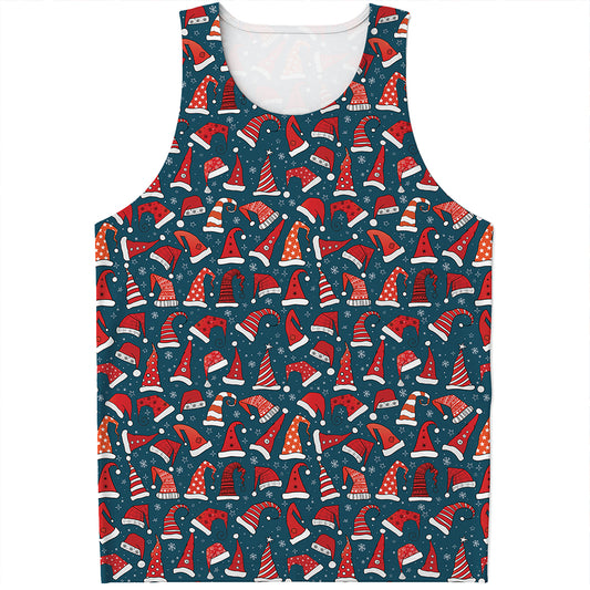 Christmas Santa Hats Pattern Print Men's Tank Top