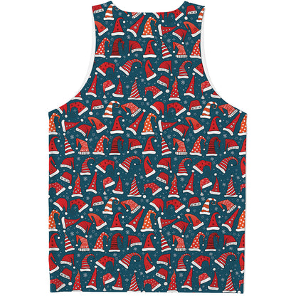 Christmas Santa Hats Pattern Print Men's Tank Top
