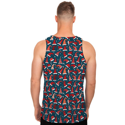 Christmas Santa Hats Pattern Print Men's Tank Top