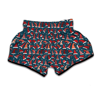 Christmas Santa Hats Pattern Print Muay Thai Boxing Shorts