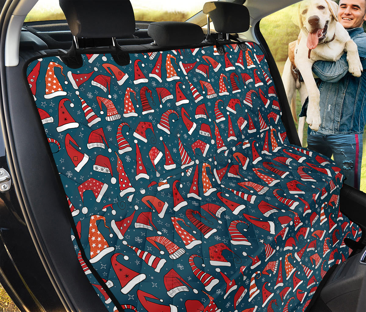 Christmas Santa Hats Pattern Print Pet Car Back Seat Cover